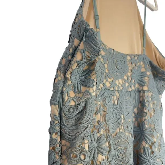 Romeo + Juliet Couture Sage Green Floral Sleeveless Sheath Lace Dress Size Large - Picture 4 of 6